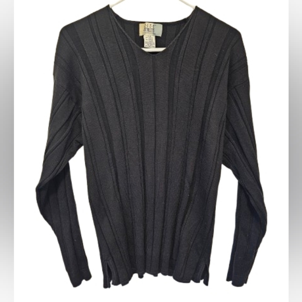 City Street Vintage 90's Black Knit Ribbed Women's Top Size XL